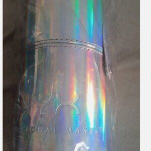 NYX Travel Makeup Case for Lipstick, Brushes, Mascara Round Metallic Silver NIB